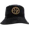 AS Roma Cappelli Stadio, ASR Embroidery Reversible Velvet Bucket Hat - Black W Yellow Logo, S-M