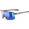 Uvex dyrt - occhiali sportivi per adulti - forte protezione UV - 100% protezione UVA, B, C - smoke gray matt/blue mirror - one size