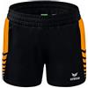 Erima Donna Pantaloncini Worker Six Wings, Nero/New Orange, 40