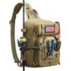 Piscifun Borsa da pesca a tracolla singola, impermeabile, per uso all'aperto, durevole borsa a tracolla multifunzionale per attrezzatura da pesca, viaggi, campeggio, escursionismo, ciclismo, Khaki