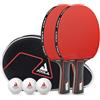 JOOLA Set da Tennis da Tavolo Duo PRO, 2 Racchette da Ping-Pong + 3 Palline + 1 Borsa Portatile, Rosso/Nero, 6 Parti