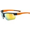 Uvex sportstyle 115, occhiali sportivi unisex, specchiato, incl. lenti intercambiabili con indice di filtrazione 0, 1 e 3, black matt/orange, one size
