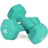 Yes4All Coppia di Dumbell in Neoprene, Peso Mano 4 kg, per Allenamento a casa, Palestra, Fitness, 4 kg, Teal