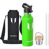 Super Sparrow doppia parete in acciaio inox coibentato bottiglia di acqua -750ml - isolante della borraccia - perfetto Thermos - Privo di BPA, BPS, ftalati(mela verde)