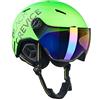 BLACK CREVICE Casco da sci Vail I Casco da sci con visiera stile pilota in diversi colori I Casco da sci per Uomo & Donna I Casco da sci in policarbonato I (55-58 cm), neon verde)
