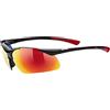 uvex sportstyle 223, occhiali sportivi unisex, specchiato, comfort senza pressione e tenuta perfetta, black/red, one size