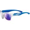 Uvex sportstyle 508, occhiali da sole per bambini, specchiato, incl. fascia, clear blue/blue, one size
