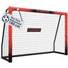 HUDORA Porta da calcio Pro Tect 180 Advanced - Porta da esterno con rete e rivestimento per bambini/adulti - Facile da montare in giardino - Porta con chiusure a strappo e cerniere - Rosso