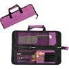 Qchengsan Borsa arrotolabile per coltelli da chef, in tessuto Oxford resistente, portatile con 13 scomparti, custodia multifunzione per coltelli da chef, Rosso rosato, 18 inches in length and 11