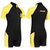 Cressi Little Shark, Wetsuit 2 mm, Muta Shorty Junior Disponibile Corte o Maniche Lunghe Unisex-Bambini, Nero/Giallo, 11/12 Anni