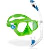 Cressi Rombo + Mini Dry Combo Lime Azure/Clear Blue - Combo Set Junior Maschera Rombo e Snorkel Mini Dry, Lime Azzurro/Trasparente Blu, Taglia Unica