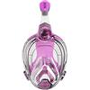Seac Libera, Maschera Integrale da Snorkeling di Nuova Generazione, Silicone Ipoallergenico, Sgancio Rapido, 4 Taglie, trasparente/rosa, JUNIOR