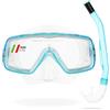 CRESSI Sirena & Island 2.0 Clear/Aquamarine - Snorkeling Combo Set Maschera Sirena + Aeratore Island 2.0, Trasparente/Acquamarina, Taglia Unica, Unisex