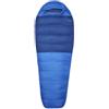 Marmot Lost Coast 15 Short, Sacco a pelo a mummia per adulti, imbottitura in piuma d'oca 600+, leggero e caldo, impacchettabile, 168 cm, adatto fino a -31 °C, Trail Blue/Twilight, 168 cm