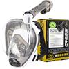 CRESSI dal 1946-Komodo Full Face Maschera Integrale Dry da Snorkeling Visione a 180°-CO2 Sicuro-Silicone 100% Anti Appannamento-Snorkel Laterale-Cinghie Elastiche Regolabili-Bianco/Nero-M/L