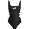 adidas Femme 3 Stripes U-Back Swimsuit, Black/White, 32