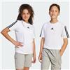 adidas Unisex - Bambini ESSENTIALS 3 STRIPES T-SHIRT, White / Black, 7-8 Years