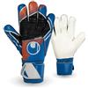 uhlsport guanti da portiere da calcio per bambini e adulti, Soft Pro - guanti da portiere da calcio traspiranti con fissaggio al polso e presa eccezionale, blu/arancione/bianco, taglia 5-11