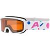 ALPINA SCARABEO JR. Q-LITE - Maschera da sci OTG specchiata per bambini, comfort ottimale grazie al Comfort Frame, protezione UV 100%, white-rose matt