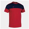 Joma Maglia a Manica Corta Uomo Crew V Rosso Blu Navy