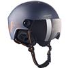 BLACK CREVICE Casco da sci Sölden I Casco da sci con visiera stile pilota in diversi colori I Casco da sci Uomo & Donna I Casco da snowboard unisex I (S, marina carbone opaco/arancia)