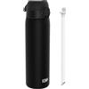 Ion8 Borraccia con Cannuccia, 500ml/18 oz, Anti-perdite, Facile da Aprire, Chiusura Sicura, Lavabile in Lavastoviglie, Senza BPA, Coperchio Igienico, Maniglia per il Trasporto, Facile da Pulire, Nero