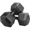 Yaheetech Set di 2 Manubri Esagonale per Palestra Casa in Ferro e Pvc Antiscivolo Nero 2 Pezzi x 10 kg
