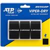 Dunlop Sports DUNLOP ATP Viper Dry Tennis Overgrip, Nero, Confezione da 3 vesciche - Sensazione secca, Assorbimento del Sudore, Controllo affidabile della Racchetta