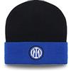 Inter Berretto invernale Nuovo Logo con Ribalta a contrasto, Acrilico, Unisex Adulto, Nero/Blu, Taglia Unica