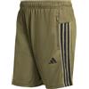adidas Uomo Workout Essentials all-Set 3-Stripes Knit Short Shorts, Olive Strata/Black, XS 9 inch