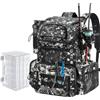 Piscifun Zaino per attrezzatura da pesca con 4 scatole per attrezzature, porta canna, copertura impermeabile antipioggia, portabottiglie, grande borsa impermeabile da 27 litri, per attrezzatura da