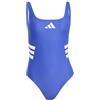 adidas Femme 3 Stripes U-Back Swimsuit, Semi Lucid Blue/White, 30