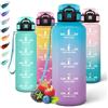 Motswedi Borraccia 1500ml, a Prova di Perdite, Borraccia con Cannuccia, Reutilizables, Bottiglia acqua, Senza BPA, Borracc Motivazionale, Bottiglia, per Scuola, Palestra, Blu Viola