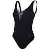 Speedo Costume da Bagno Modellante Stampato Opus Gem DD+ 1, Abbigliamento Modellante, Costumi da Bagno per Spiaggia e Vacanze Costume da Bagno per Donna, Nero/Grigio Ossido/Bianco, 44