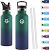 Motswedi Borraccia Termica 750ml, Borraccia Acciaio Inox, Bottiglia Termica, Thermos Per Bevande Calde e Fredda, Bottiglia Acqua per Sport, Viaggi e Attività All'aperto, Verde scuro & Blu intenso