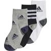 Adidas, Graphic Socks 3 Pairs, Calzini, Heather Nero/Nero/Medio Grigio, M, Unisex-Bambino