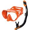 SEAC Set bis Rondò Dry - Set Snorkeling Adulto con Maschera Frameless monolente in Vetro Temperato e Snorkel Dry Top con Valvola di Spurgo, Boccaglio Ergonomico in Silicone, Arancio