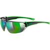 Uvex sportstyle 204, occhiali sportivi unisex, specchiato, comfort senza pressione e tenuta perfetta, black green/green, one size