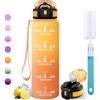 Motswedi Borraccia 1 litro, Bottiglia d'acqua Sportiva, Comprende 6 Paglie e 1 Spazzola di Spugna, Borraccia Palestra, Bottiglia Acqua 1l, per Palestra, Viaggi, Ciclismo, Giallo ambrato & Arancione
