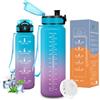 Vikaster Borraccia motivazionale, Borraccia 1.5 litro, Senza BPA & Prova di Perdite, Bottiglia Acqua Bambini, Scuola, Bici, Palestra, Yoga, Ufficio