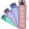Grsta Bottiglia Acqua, Borraccia Sportiva 350ml/500ml/1l/1500ml, Bottiglia a Prova di Perdite Senza BPA, Borracce con Filtro e Indicatore del Tempo per Bambini, Scuola, Campeggio, Ciclismo