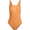 adidas Femme 3 Stripes V-Back Swimsuit, Pure Orange/Pure Tangerine, 32