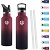 Motswedi Borraccia Termica 500ml, Borraccia Acciaio Inox, Bottiglia Termica, Thermos Per Bevande Calde E Fredda, Bottiglia Acqua A Prova Di Perdite Per Scuola, Ufficio, Negro & Rojo
