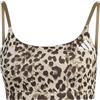 adidas Donna Optime Essentials 3-Stripes Leopard Light Support Bra, Crystal Linen/Khaki Six/Dark Brown, M
