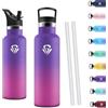 Motswedi Borraccia Termica 500ml, Borraccia Acciaio Inox, Bottiglia Termica, Thermos Per Bevande Calde E Fredda, Bottiglia Acqua A Prova Di Perdite Per Scuola, Ufficio, Violet profondo & Rosa rojo