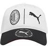 AC Milan Cappello con Visiera, Cappellino Estivo Classico con Logo Ufficiale AC Milan, Cappellino Uomo o Donna, Unisex, Regolabile, Regolabile, Bianco/Nero (Visiera Curva)