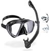 CRESSI Magic: The Gathering CRESSI Big Eyes+Alpha Ultra Dry Combo Black/Black - Combo Set Maschera+Snorkel Ultra Dry per Immersioni e Snorkeling, Nero/Nero, Taglia Unica, Adulti