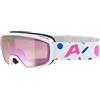 ALPINA SCARABEO JR. Q-LITE - Maschera da sci OTG specchiata per bambini, comfort ottimale grazie al Comfort Frame, protezione UV 100%, white-confetti matt