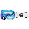 IMX RACING Peak Occhiali da Sci Snowboard Spugna a tre strati DualLens antigraffio antiappannamento e rivestimento UV banda larga con stampa in silicone