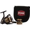 PENN Battle Kit da spinning con mulinello taglia 5000, con copertura mulinello e bobina di ricambio in alluminio anodizzato, maniglia destra/sinistra, sistema di trascinamento anteriore HT-100